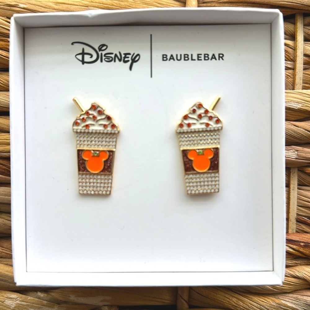 Disney Mickey Mouse BaubleBar Orange and Gold‎ Pumpkin Spice Latte Earrings
